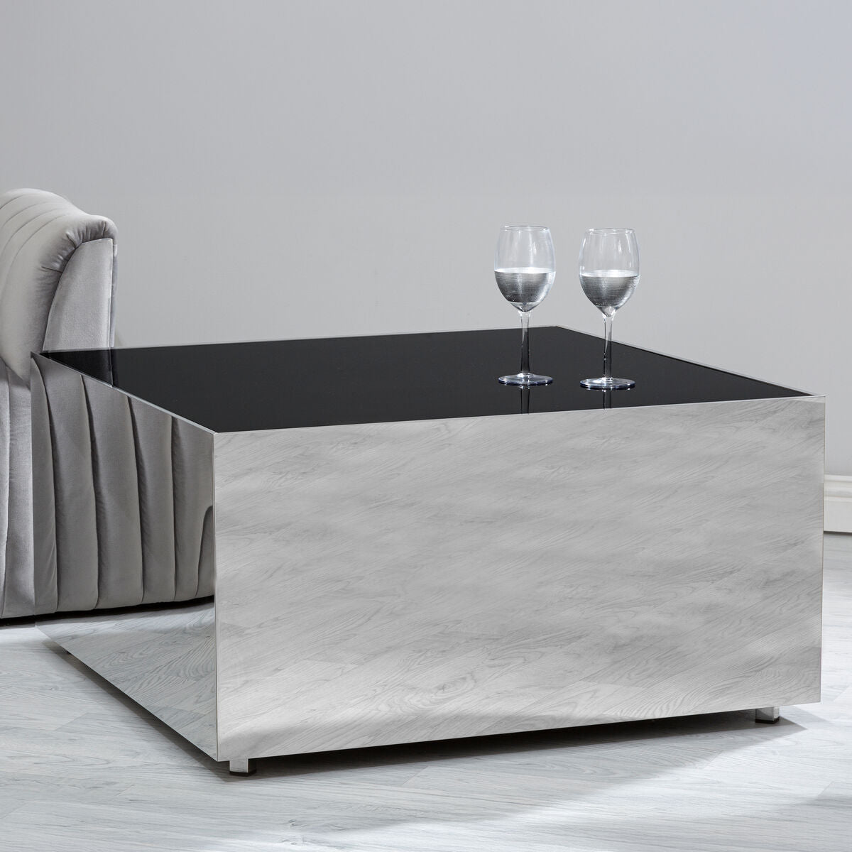 Carlox Square Chrome Finish Coffee Table