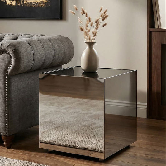 Carlox Square Chrome Finish Side Table