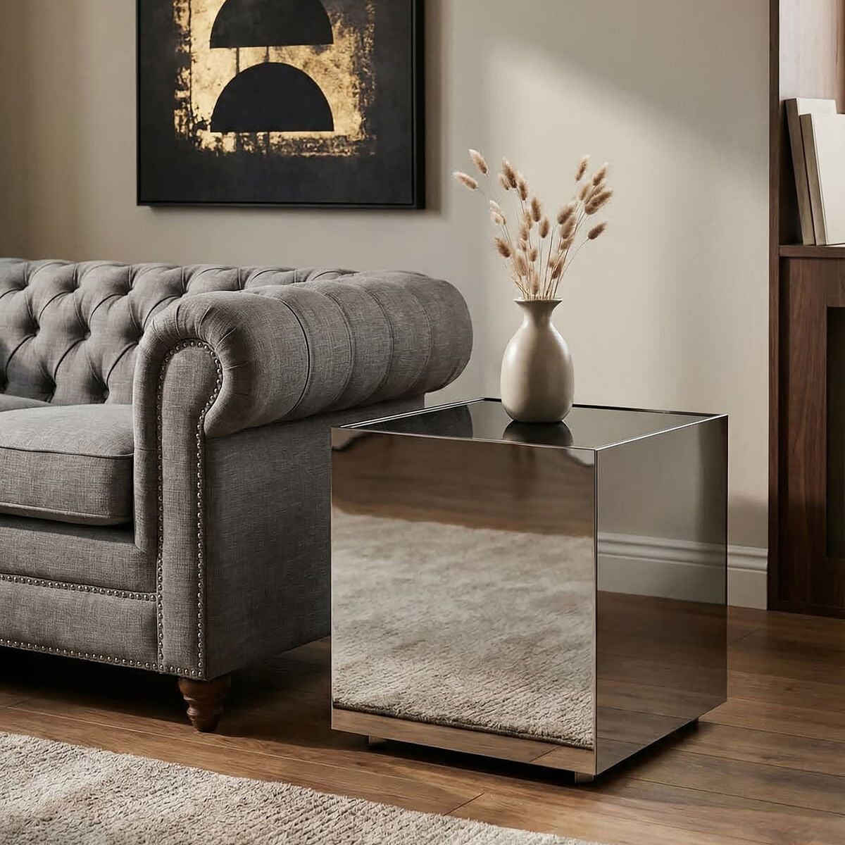 Carlox Square Chrome Finish Side Table