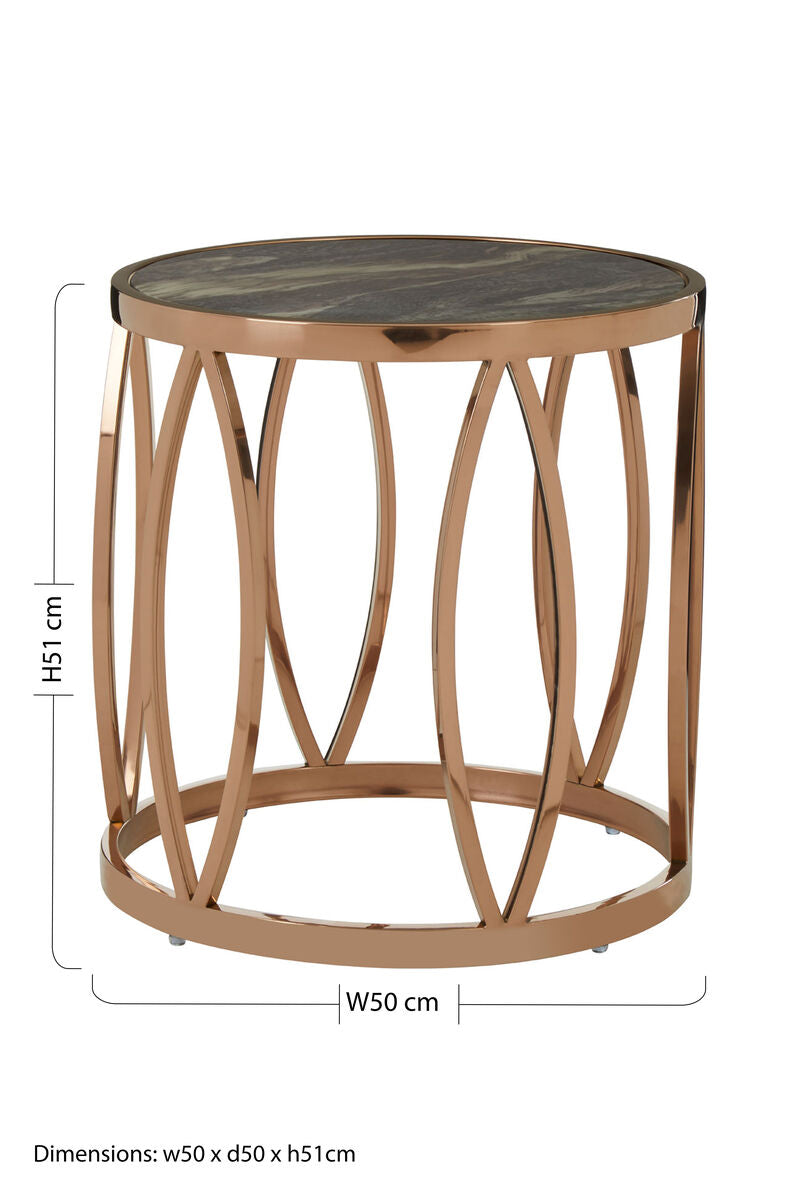 Tula Round Side Table With Leaf Base