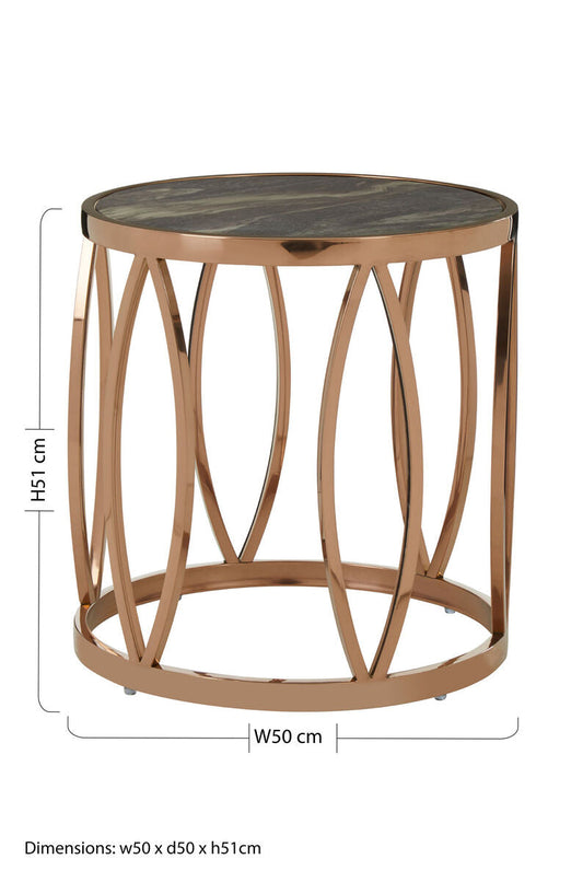 Tula Round Side Table With Leaf Base