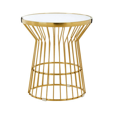 Tula Gold Finish Corset Base Side Table