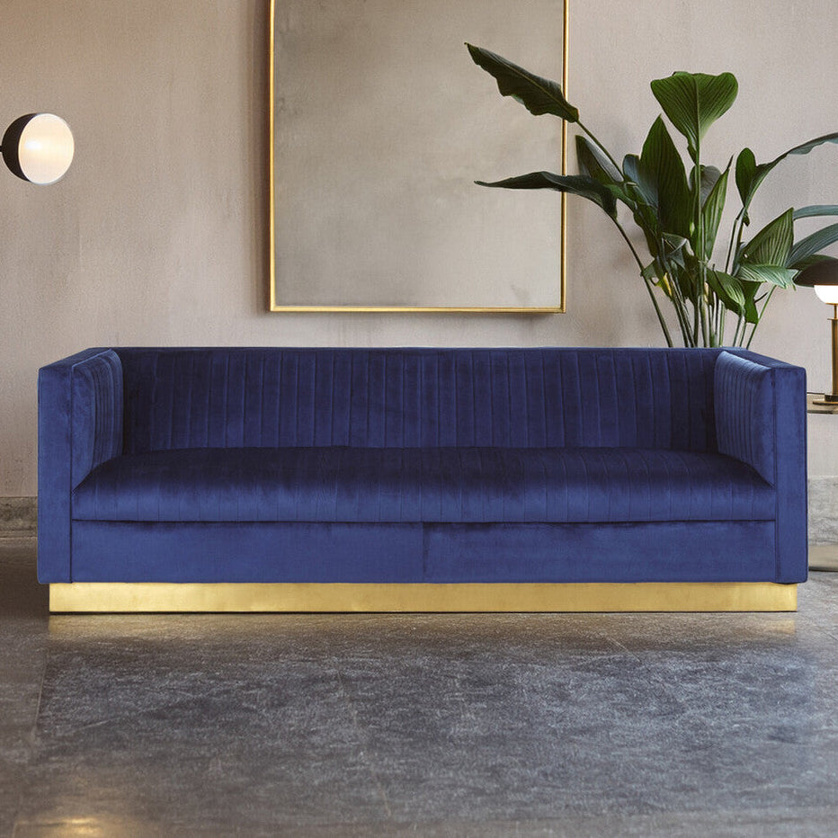 Opal 3 Seat Deep Blue Sofa