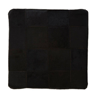 Bosie Safira Black Patchwork Leather Pouffe With Gold Studs