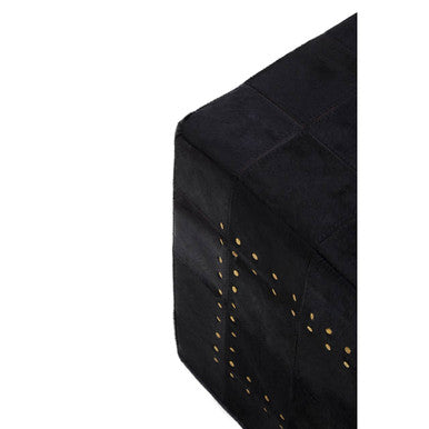 Bosie Safira Black Patchwork Leather Pouffe With Gold Studs