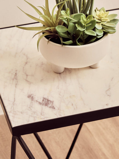 Shalimar Square Black Finish Base Side Table