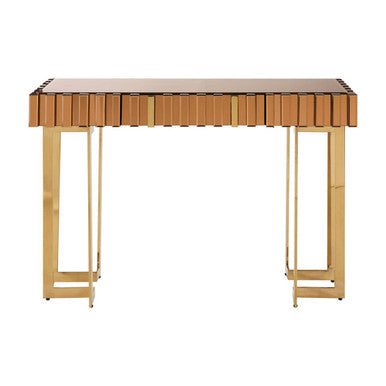 Rivoli Mirrored Top Console Table With Gold Polished Frame