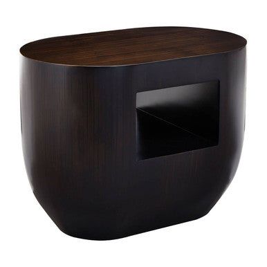 Gabelle Oval Ebony Bamboo Side Table