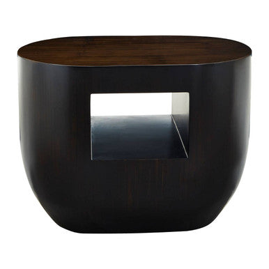 Gabelle Oval Ebony Bamboo Side Table