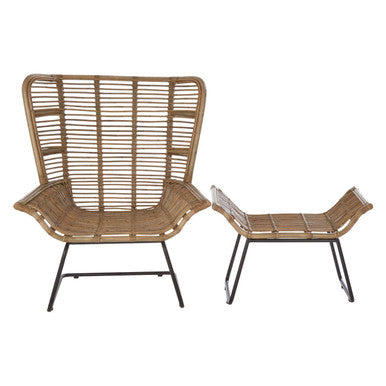Manado Natural Rattan Lounge Chair And Footstool