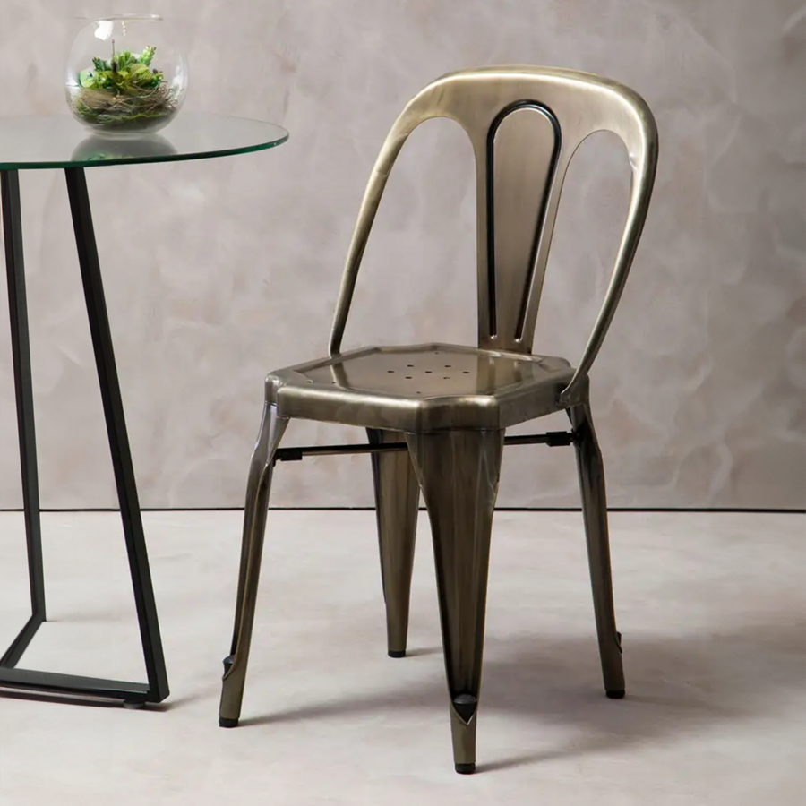 Grange Brass Finish Metal Chair
