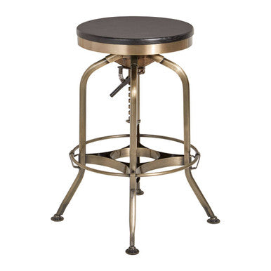Gator Brass Finish and Ash Wood Adjustable Bar Stool