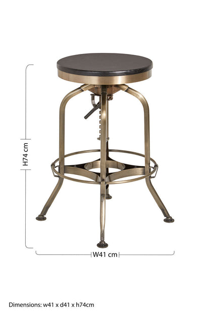 Gator Brass Finish and Ash Wood Adjustable Bar Stool