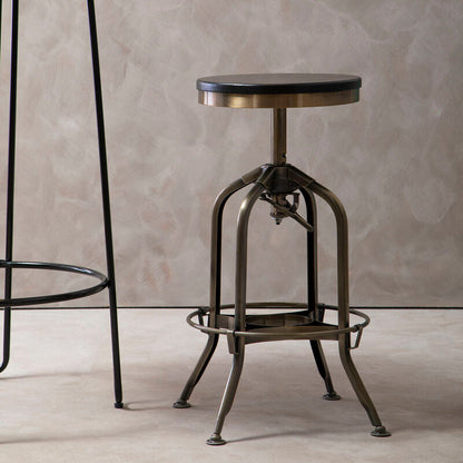 Gator Brass Finish and Ash Wood Adjustable Bar Stool