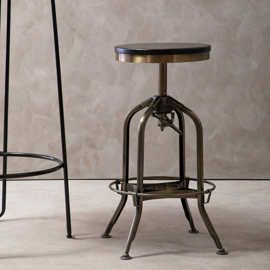 Gator Brass Finish and Ash Wood Adjustable Bar Stool