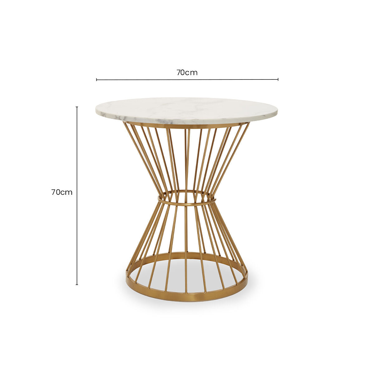 Hourglass Dining Table with White Marble Top and Gold Base | Anzio