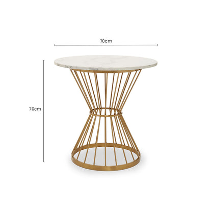 Hourglass Dining Table with White Marble Top and Gold Base | Anzio