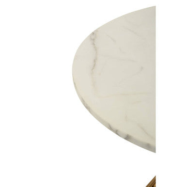 Anzio Hourglass Dining Table with White Marble and Gold Base