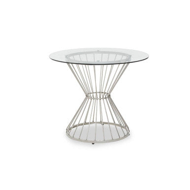 Anzio Hourglass Dining Table with Clear Glass and Silver Base