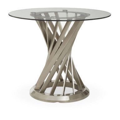 Anzio Clear Glass Top And Silver Hourglass Base Dining Table