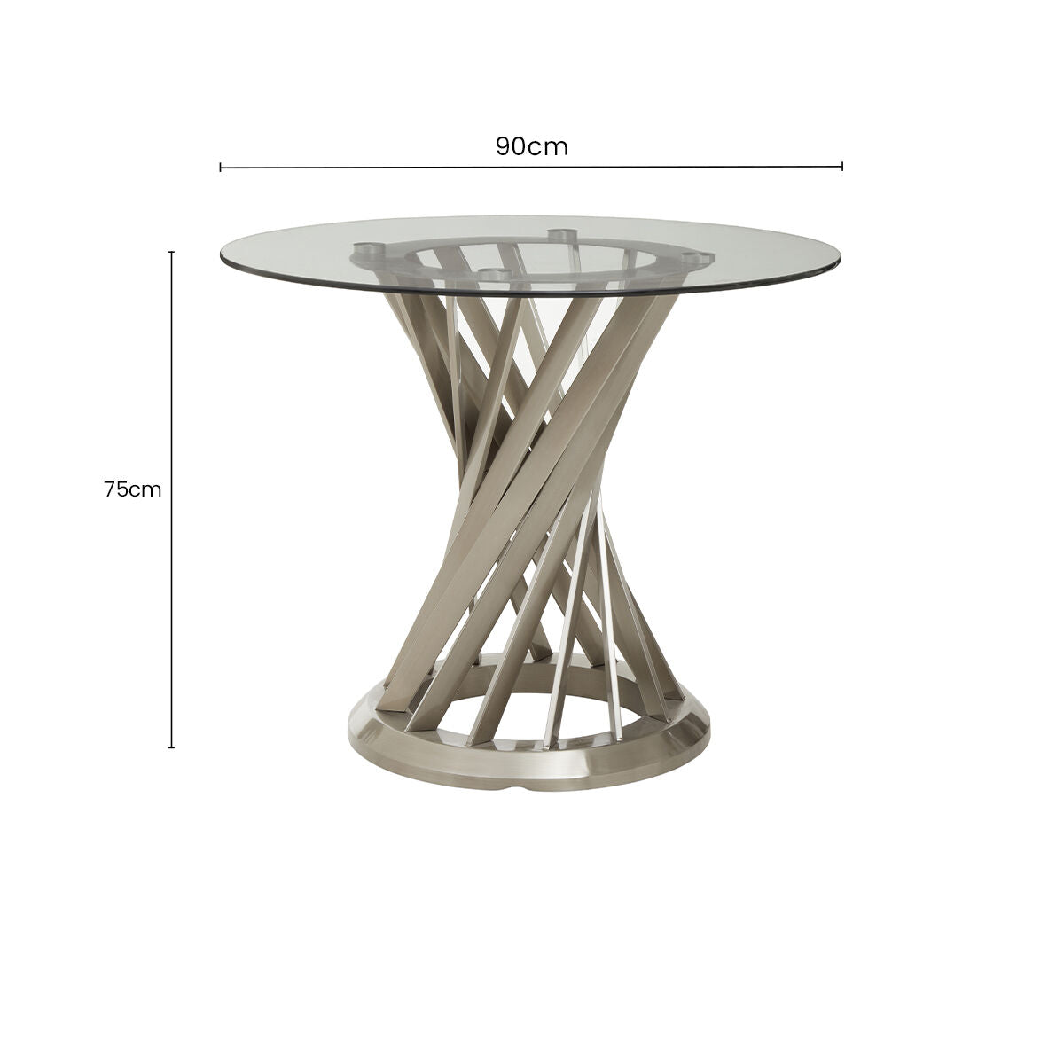 Anzio Clear Glass Top And Silver Hourglass Base Dining Table