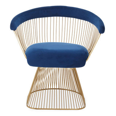 Anzio Navy Blue Velvet And Brushed Gold Chair