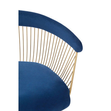Anzio Navy Blue Velvet And Brushed Gold Chair