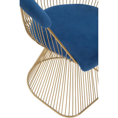 Anzio Navy Blue Velvet And Brushed Gold Chair