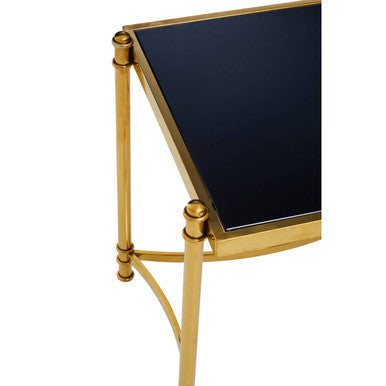 Ackley Gold Side Table with Black Glass