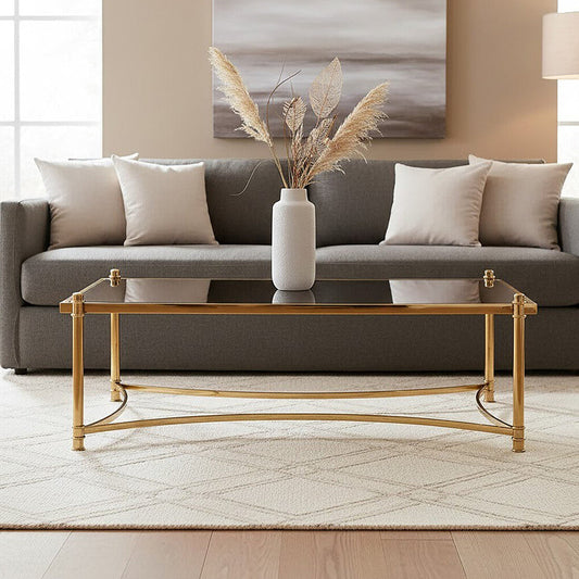 Ackley Gold Coffee Table with Black Glass