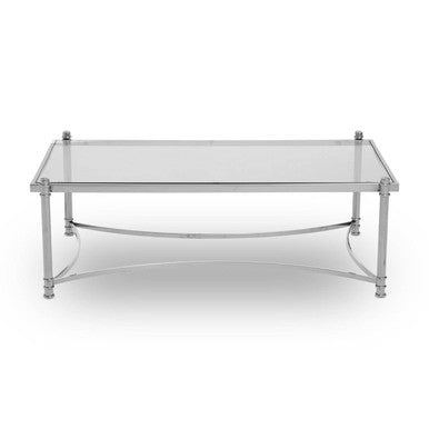Ackley Silver Coffee Table with Clear Glass
