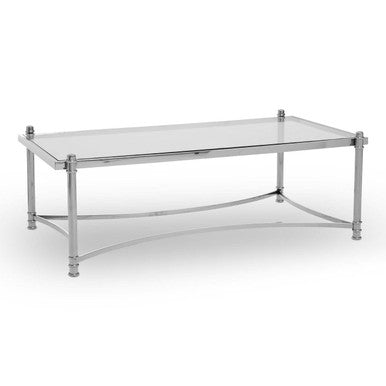 Ackley Silver Coffee Table with Clear Glass