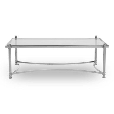 Ackley Silver Coffee Table with Clear Glass