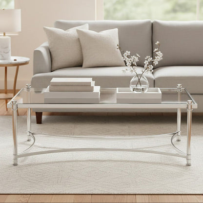 Ackley Silver Coffee Table with Clear Glass