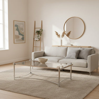 Ackley Silver Coffee Table with Clear Glass