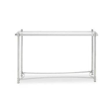 Ackley Silver Console Table with Clear Glass