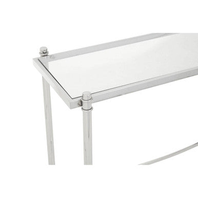 Ackley Silver Console Table with Clear Glass