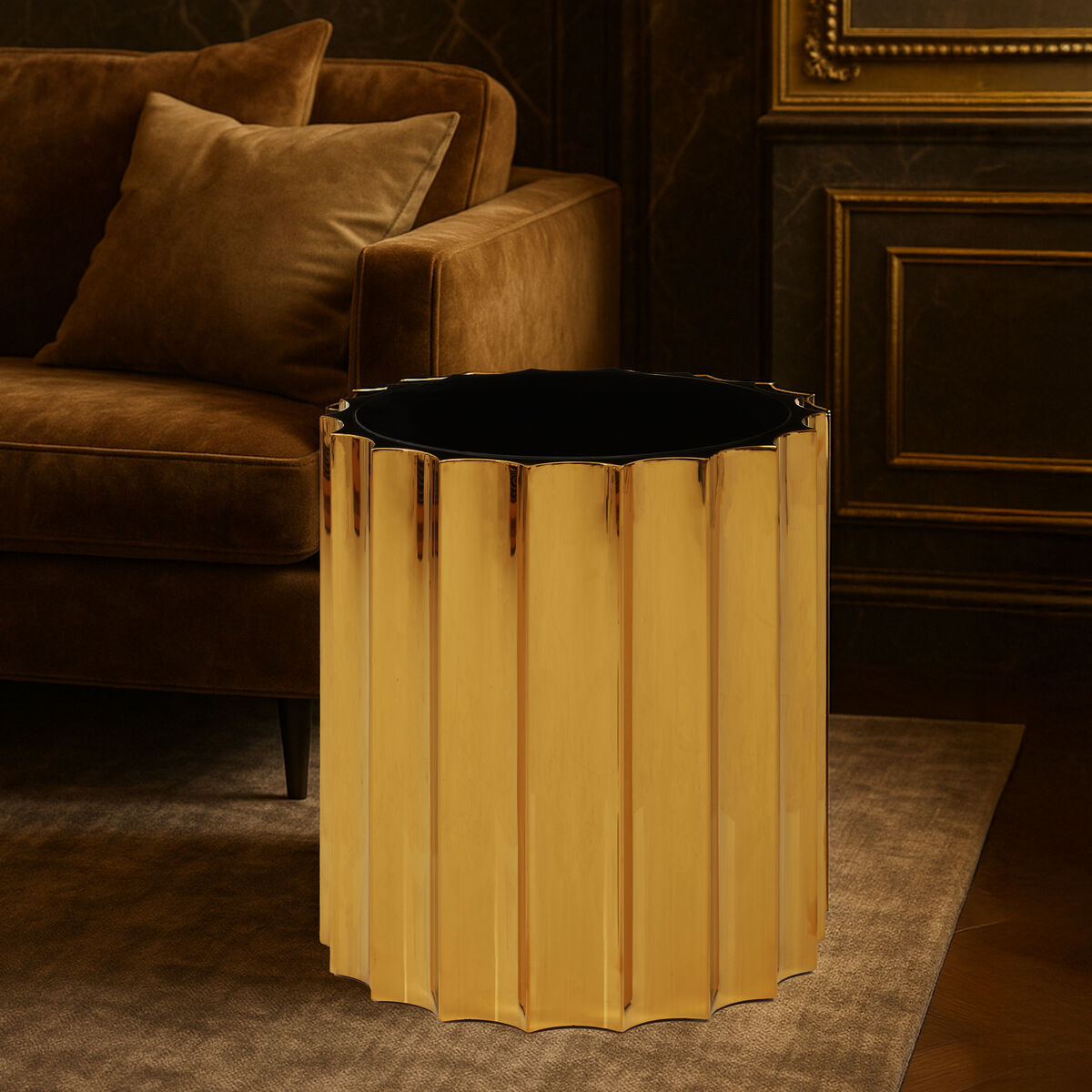 Alvaro Black And Titanium Round Side Table