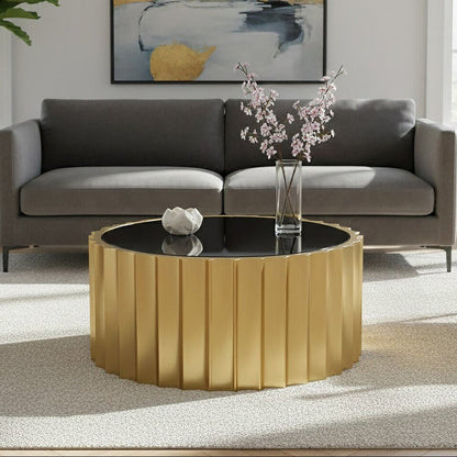 Alvaro Black And Titanium Round Coffee Table