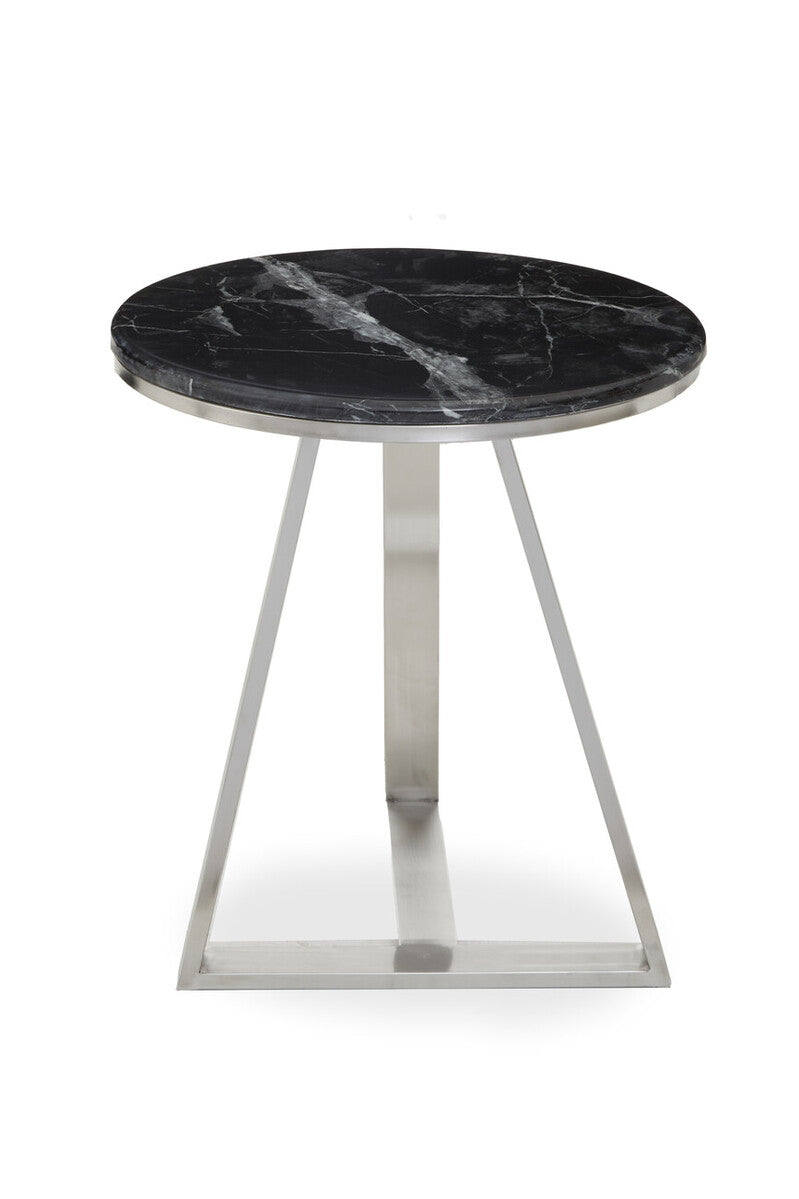 Alvaro Round Side Table With Black Marble Top