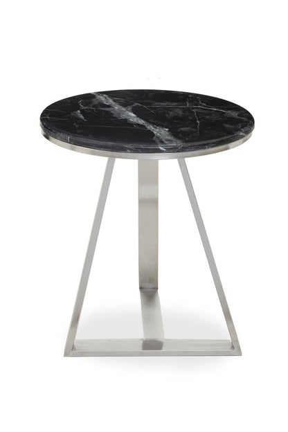 Alvaro Round Side Table With Black Marble Top