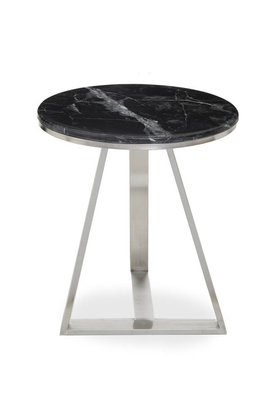 Alvaro Round Side Table With Black Marble Top