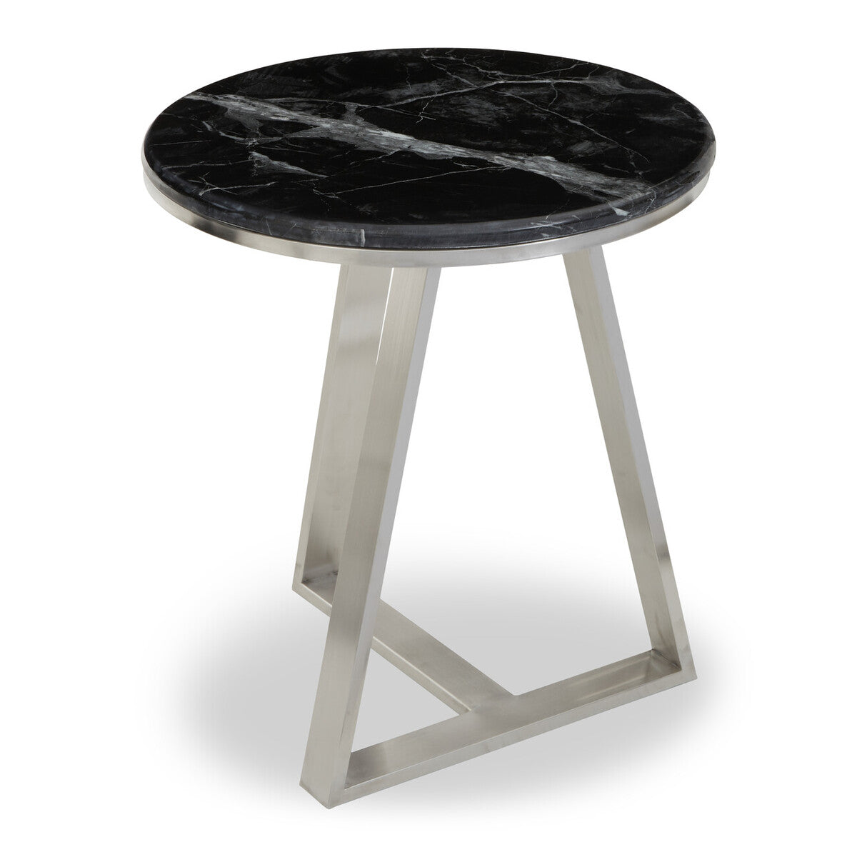 Alvaro Round Side Table With Black Marble Top