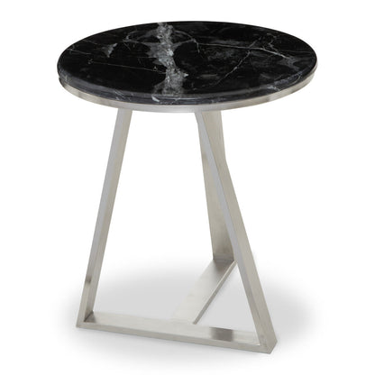Alvaro Round Side Table With Black Marble Top