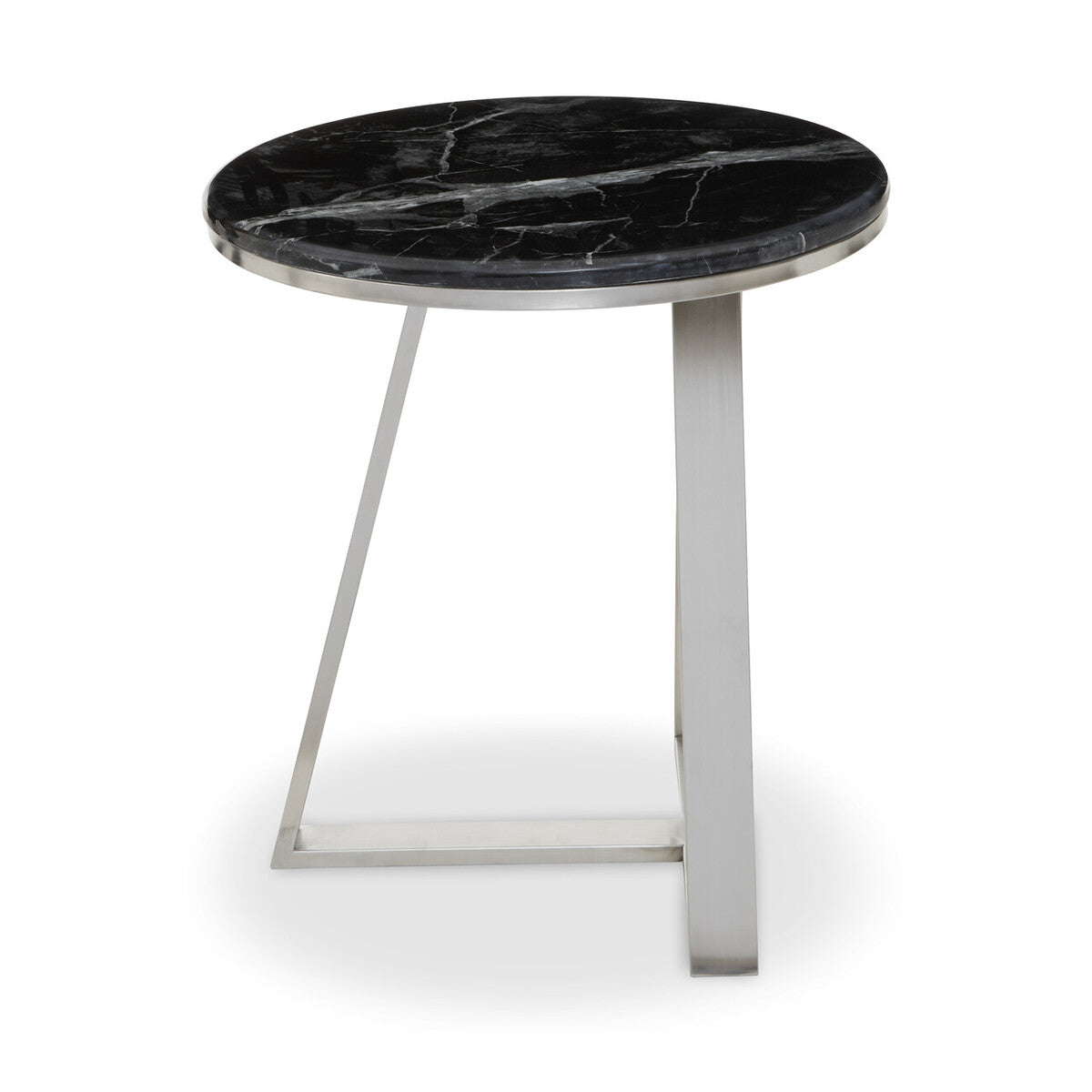 Alvaro Round Side Table With Black Marble Top