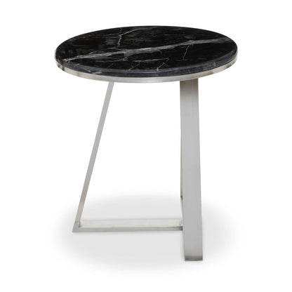Alvaro Round Side Table With Black Marble Top