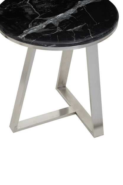 Alvaro Round Side Table With Black Marble Top