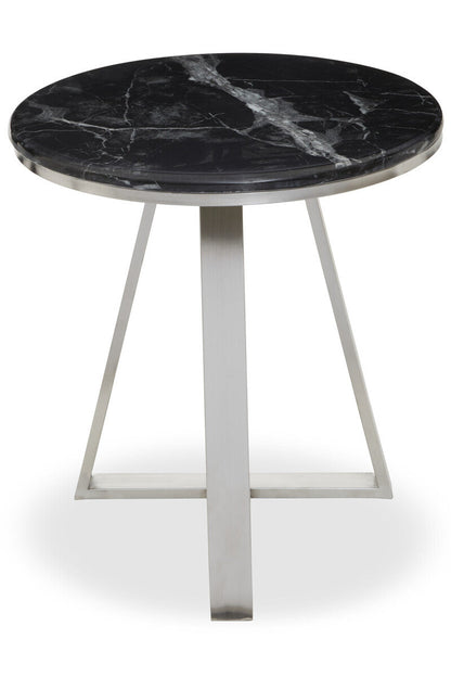 Alvaro Round Side Table With Black Marble Top