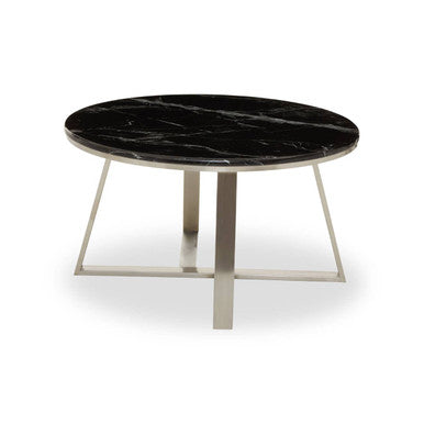Alvaro Round Coffee Table With Black Marble Top