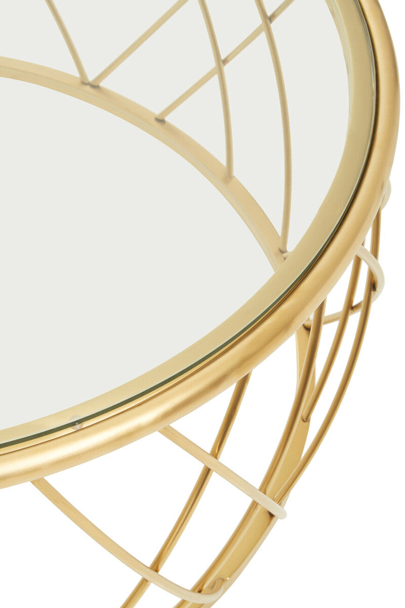 Ackley Gold Round Coffee Table with Clear Glass